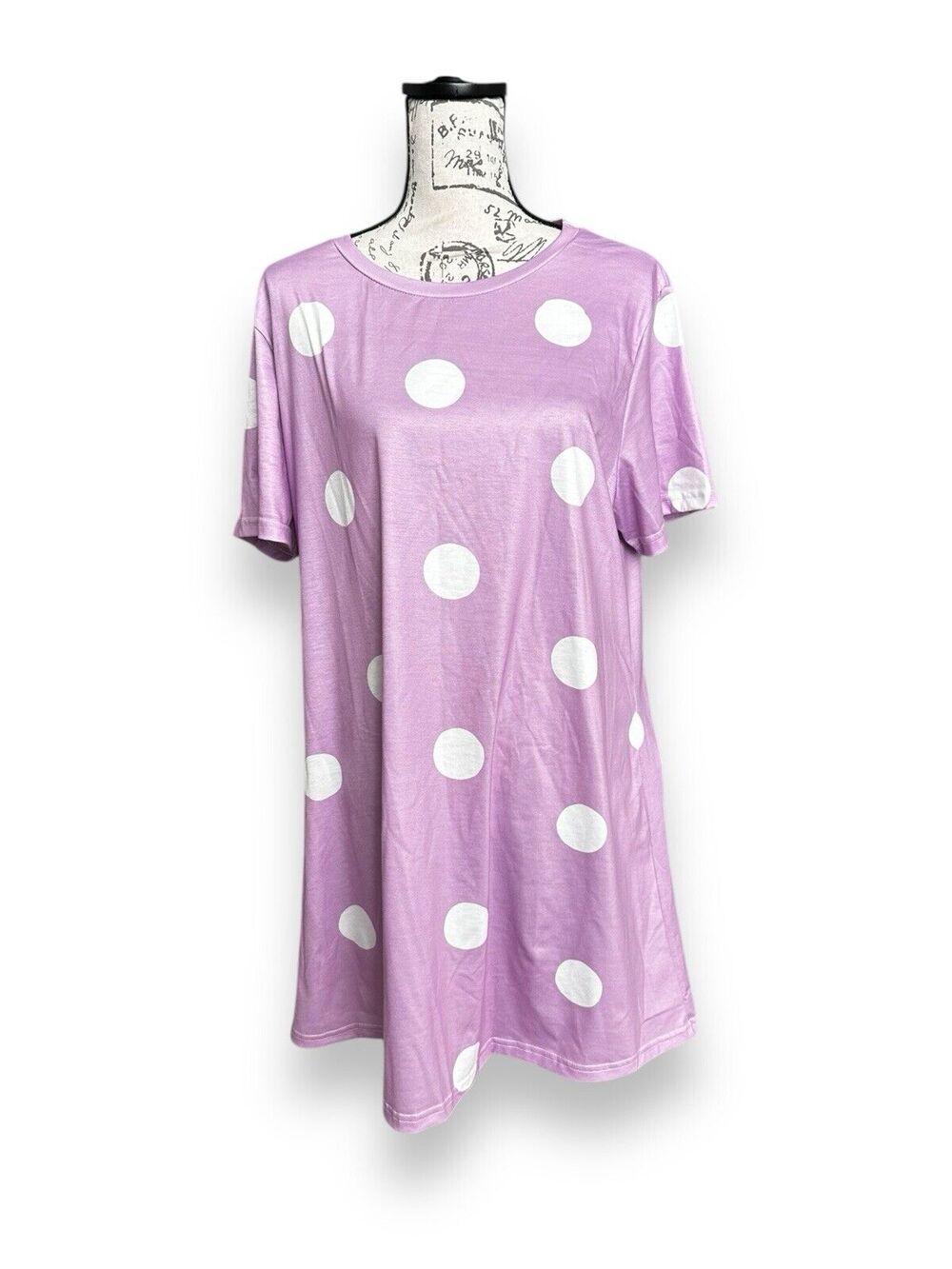 Purple White Polka Dot Short Sleeve Swing Dress Plus Envy Inside Out 2 2XL